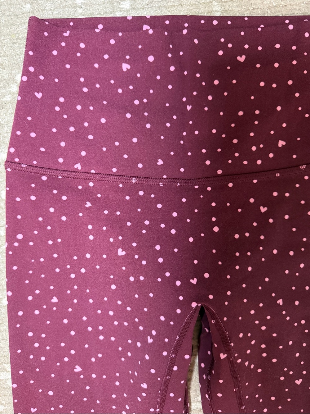 lululemon athletica Maroon Leggings with Small Dot & Heart Print